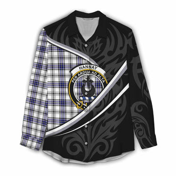 Hannay Tartan Family Crest Women Casual Shirt Celtic Scottish Thistle Floral