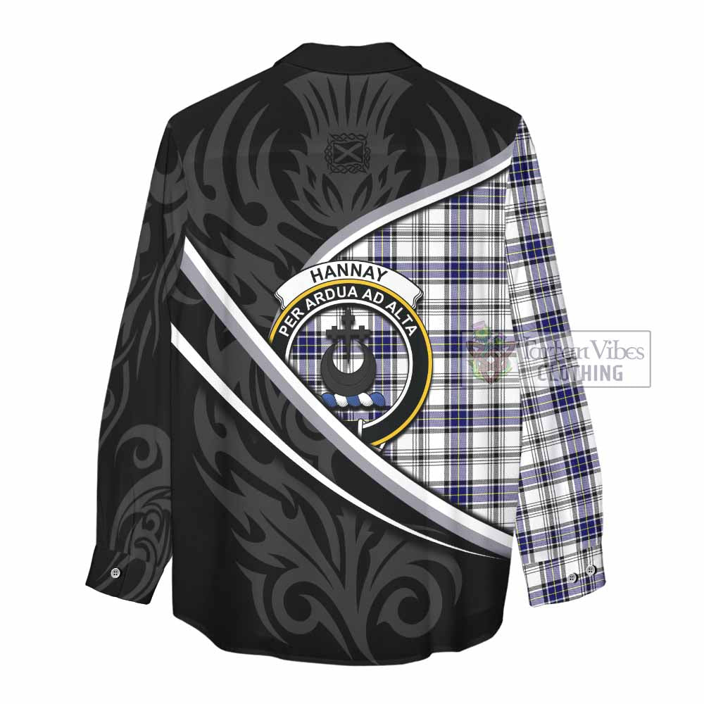 Hannay Tartan Family Crest Women Casual Shirt Celtic Scottish Thistle Floral - Tartan Vibes Clothing