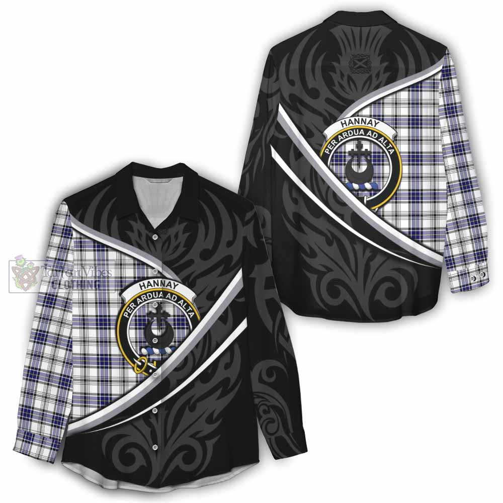 Hannay Tartan Family Crest Women Casual Shirt Celtic Scottish Thistle Floral - Tartan Vibes Clothing