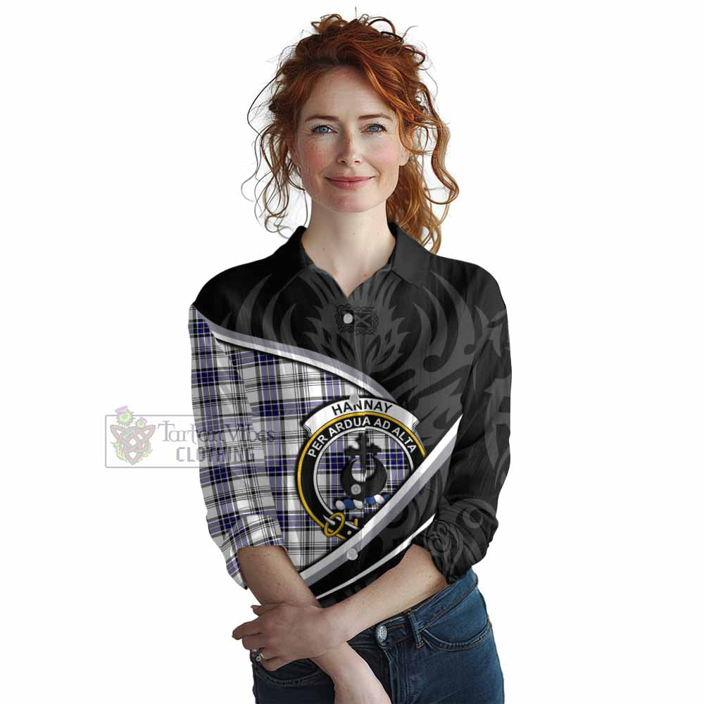 Hannay Tartan Family Crest Women Casual Shirt Celtic Scottish Thistle Floral - Tartan Vibes Clothing