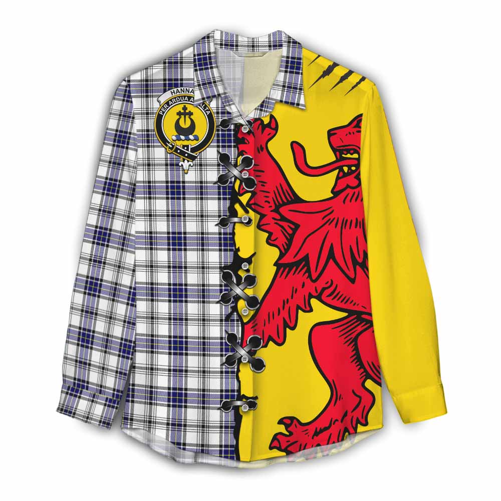 Hannay Tartan Family Crest Women Casual Shirt Lion Rampant Honor - Tartan Vibes Clothing