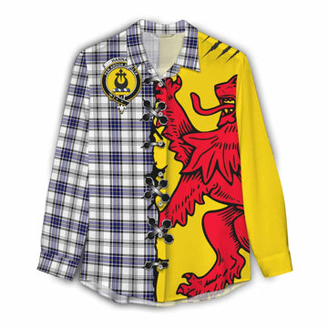 Hannay Tartan Family Crest Women Casual Shirt Lion Rampant Honor