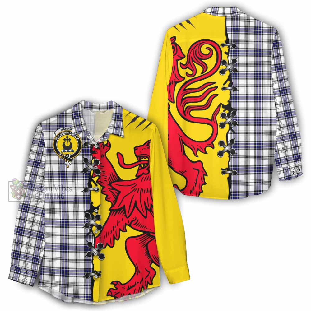 Hannay Tartan Family Crest Women Casual Shirt Lion Rampant Honor - Tartan Vibes Clothing