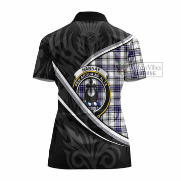 Hannay Tartan Family Crest Women's Polo Shirt Celtic Scottish Thistle Floral - Tartan Vibes Clothing