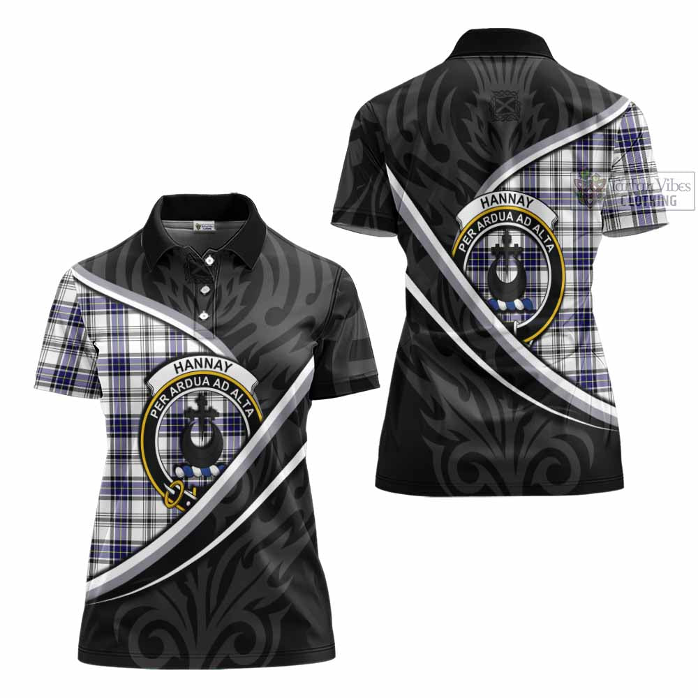 Hannay Tartan Family Crest Women's Polo Shirt Celtic Scottish Thistle Floral - Tartan Vibes Clothing