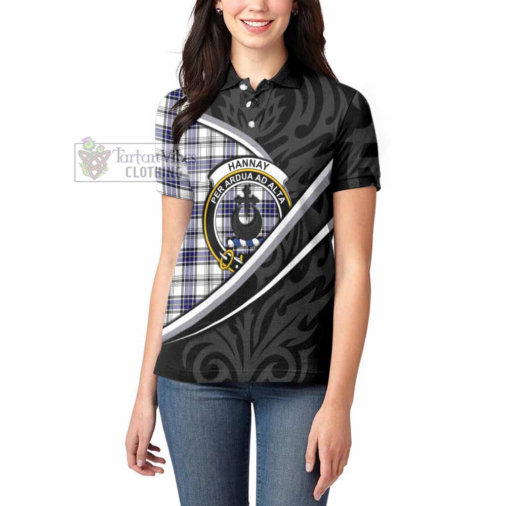 Hannay Tartan Family Crest Women's Polo Shirt Celtic Scottish Thistle Floral - Tartan Vibes Clothing