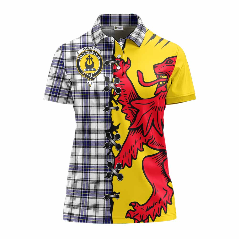 Hannay Tartan Family Crest Women's Polo Shirt Lion Rampant Honor - Tartan Vibes Clothing