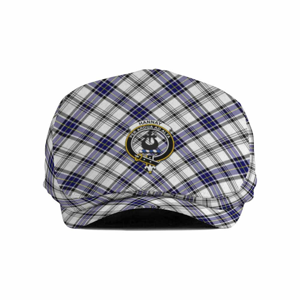 Hannay Tartan Flat Cap, Jeff Cap Cross Style with Family Crest - Tartan Vibes Clothing
