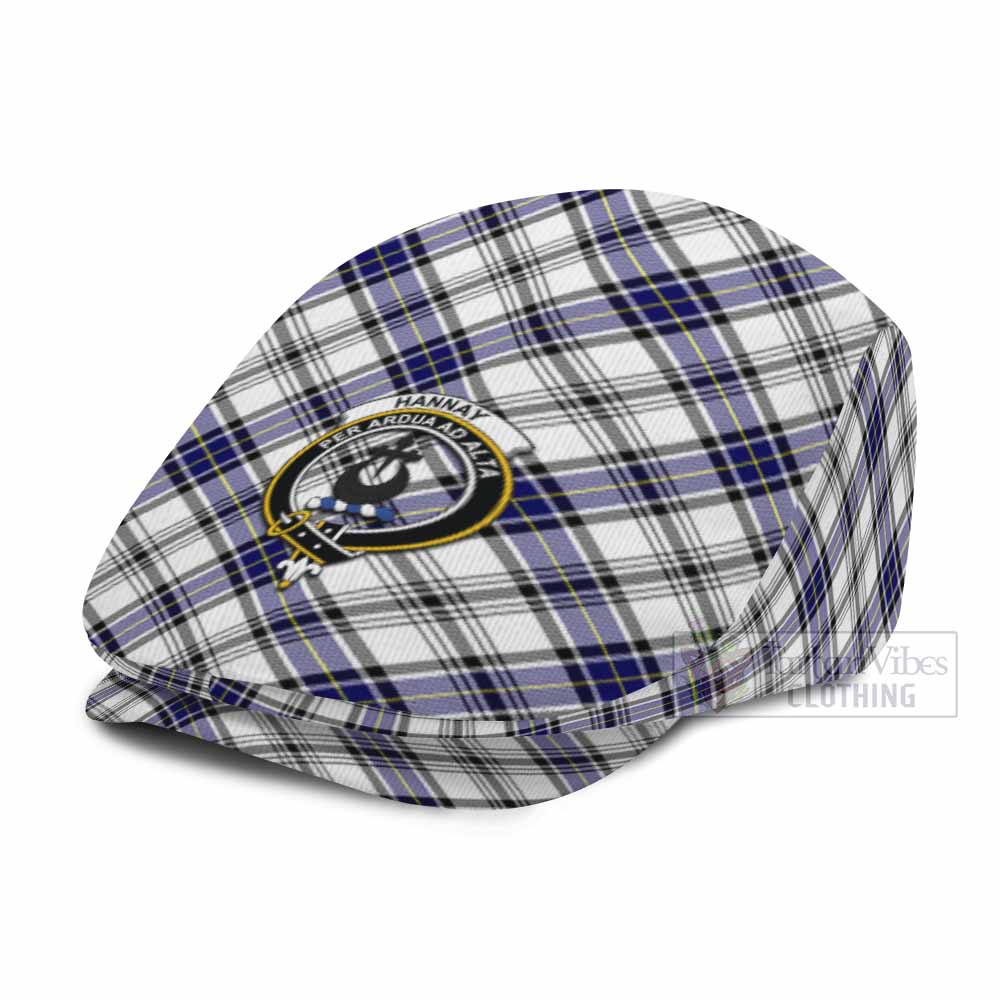 Hannay Tartan Flat Cap, Jeff Cap Cross Style with Family Crest - Tartan Vibes Clothing