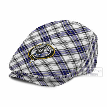 Hannay Tartan Flat Cap, Jeff Cap Cross Style with Family Crest