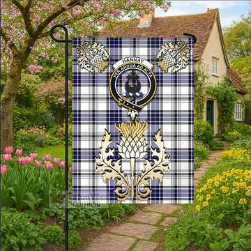Hannay Tartan Garden Flag with Golden Regal Scottish Thistle Emblem