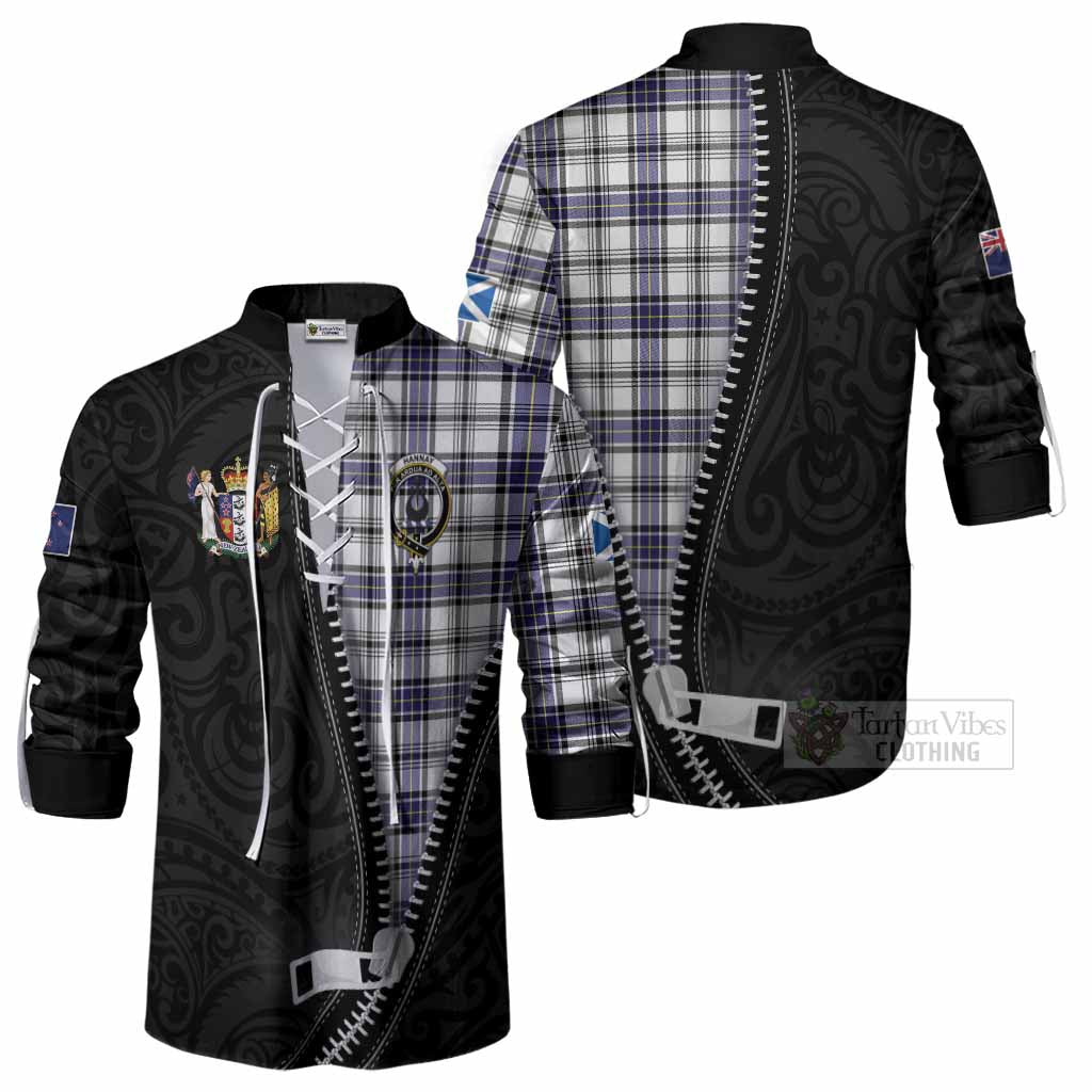 Hannay Tartan Ghillie Shirt New Zealand Pattern Unique Zipper Stylized