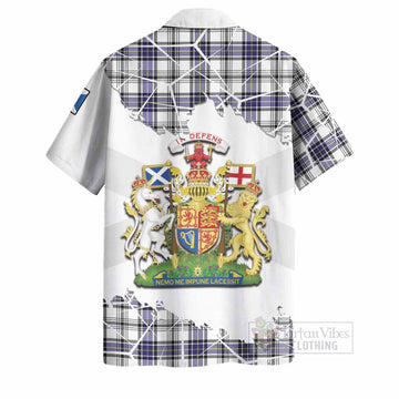 Hannay Tartan Hawaiian Shirt with Family Crest and Lion Rampant Grunge Style
