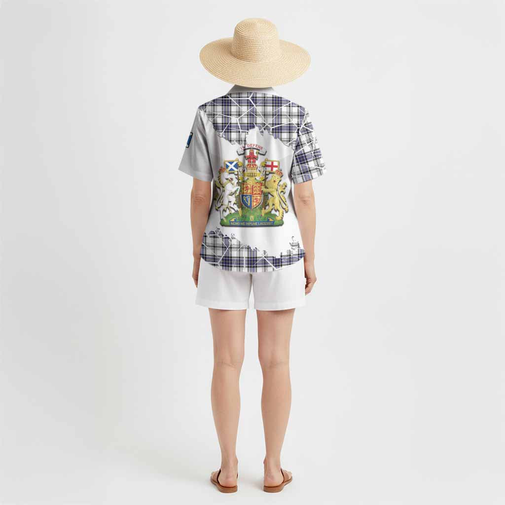 Hannay Tartan Hawaiian Shirt with Family Crest and Lion Rampant Grunge Style