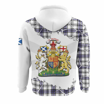 Hannay Tartan Hoodie with Family Crest and Lion Rampant Grunge Style