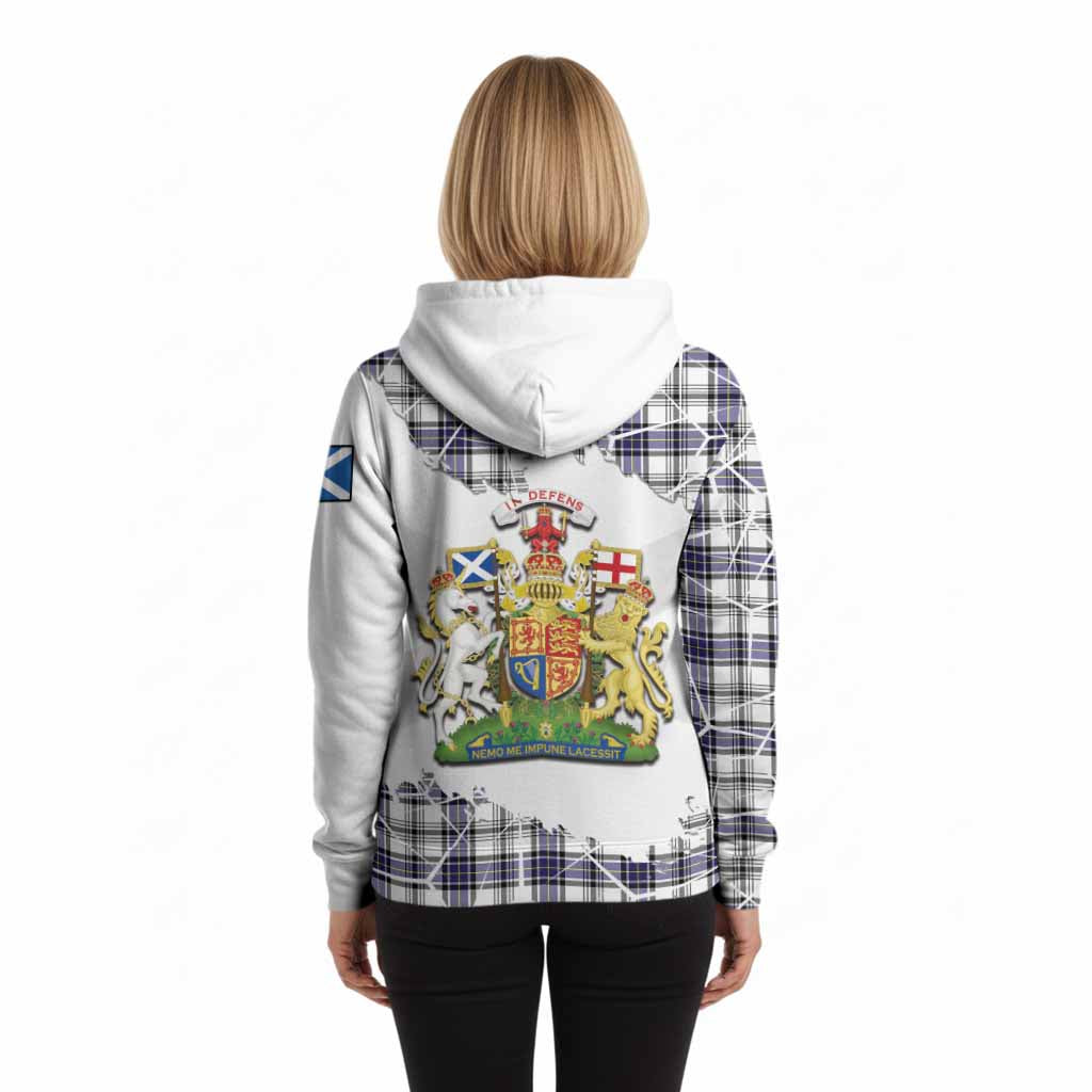 Hannay Tartan Hoodie with Family Crest and Lion Rampant Grunge Style