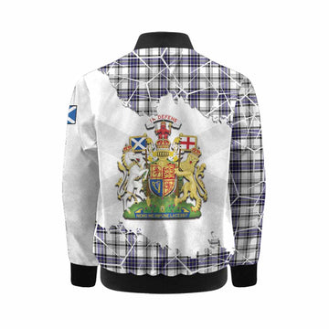 Hannay Tartan Kid Bomber Jacket with Family Crest and Lion Rampant Grunge Style