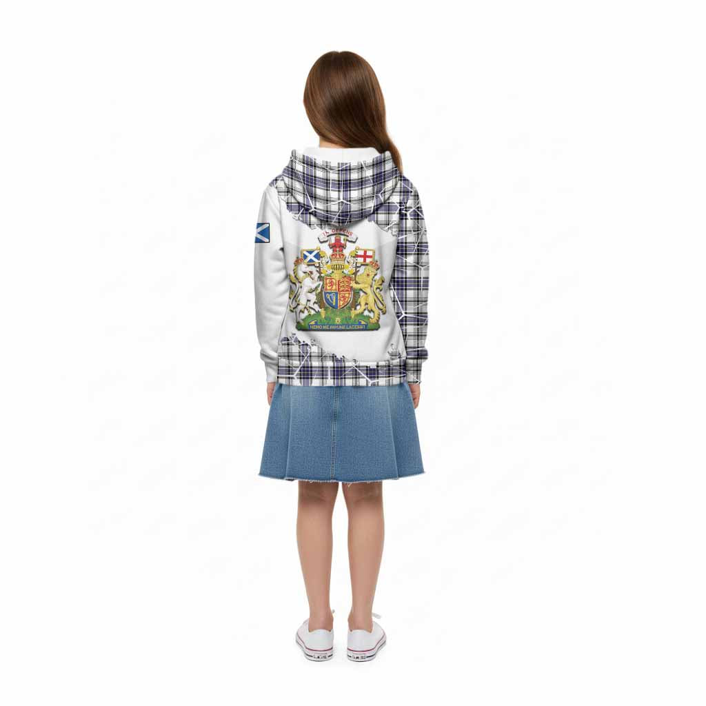 Hannay Tartan Kid Hoodie with Family Crest and Lion Rampant Grunge Style