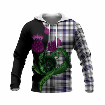 Hannay Tartan Knitted Hoodie Traditional Scottish Thistle