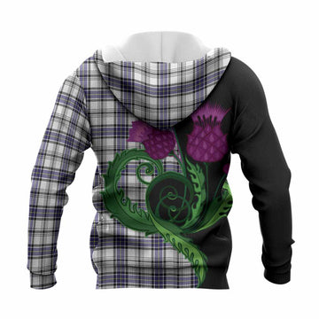 Hannay Tartan Knitted Hoodie Traditional Scottish Thistle