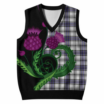 Hannay Tartan Knitted V-Neck Vest Traditional Scottish Thistle