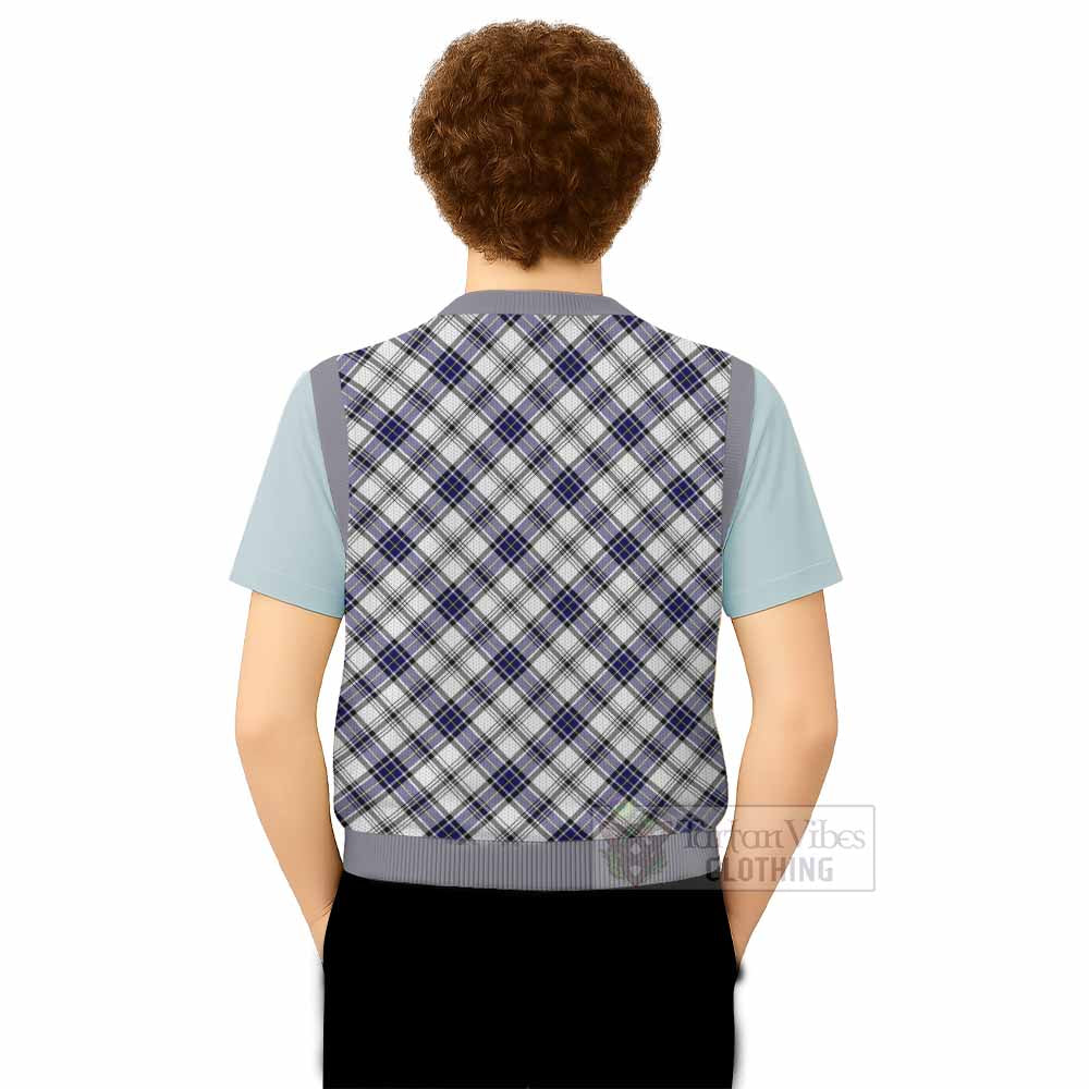 Hannay Tartan Knitted V-Neck Vest with Family Crest Cross Style