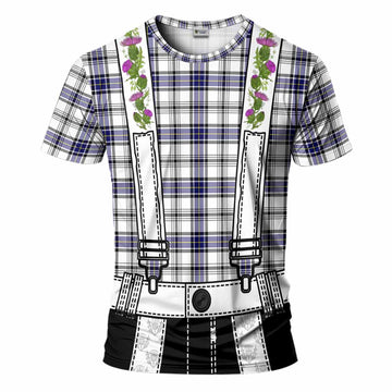 Hannay Tartan Lederhosen Costume T-Shirt Scotland Thistle Floral