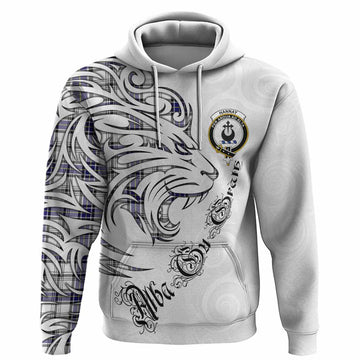 Hannay Tartan Lion Roar Hoodie Alba Gu Brath with Celtic Motifs
