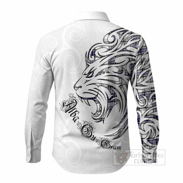 Hannay Tartan Lion Roar Long Sleeve Button Shirts Alba Gu Brath with Celtic Motifs