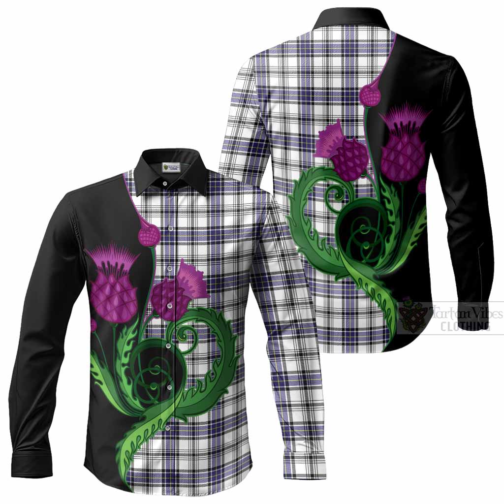 Hannay Tartan Long Sleeve Button Shirts Traditional Scottish Thistle