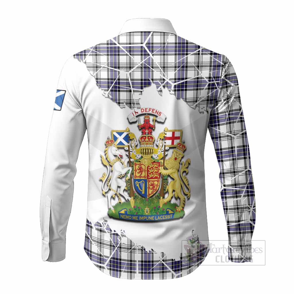 Hannay Tartan Long Sleeve Button Shirts with Family Crest and Lion Rampant Grunge Style