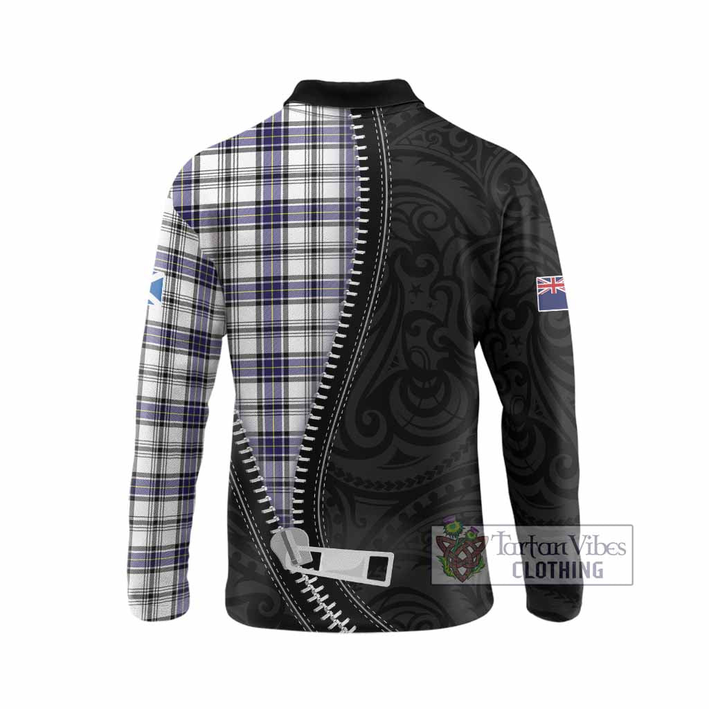 Hannay Tartan Long Sleeve Polo Shirt New Zealand Pattern Unique Zipper Stylized