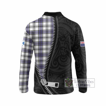 Hannay Tartan Long Sleeve Polo Shirt New Zealand Pattern Unique Zipper Stylized