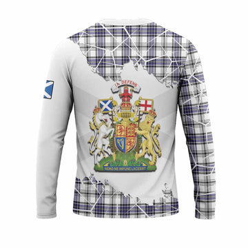 Hannay Tartan Long Sleeve T-Shirt with Family Crest and Lion Rampant Grunge Style