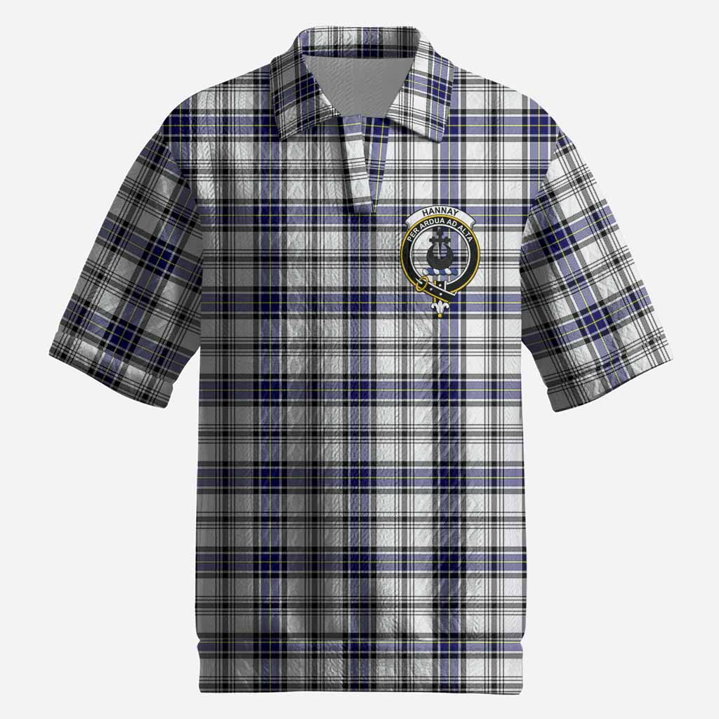 Hannay Tartan Men’s Polo Sweater Top with Family Crest