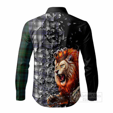 Hannay Tartan Mighty Lion Long Sleeve Button Shirts Explosion Flying Pieces
