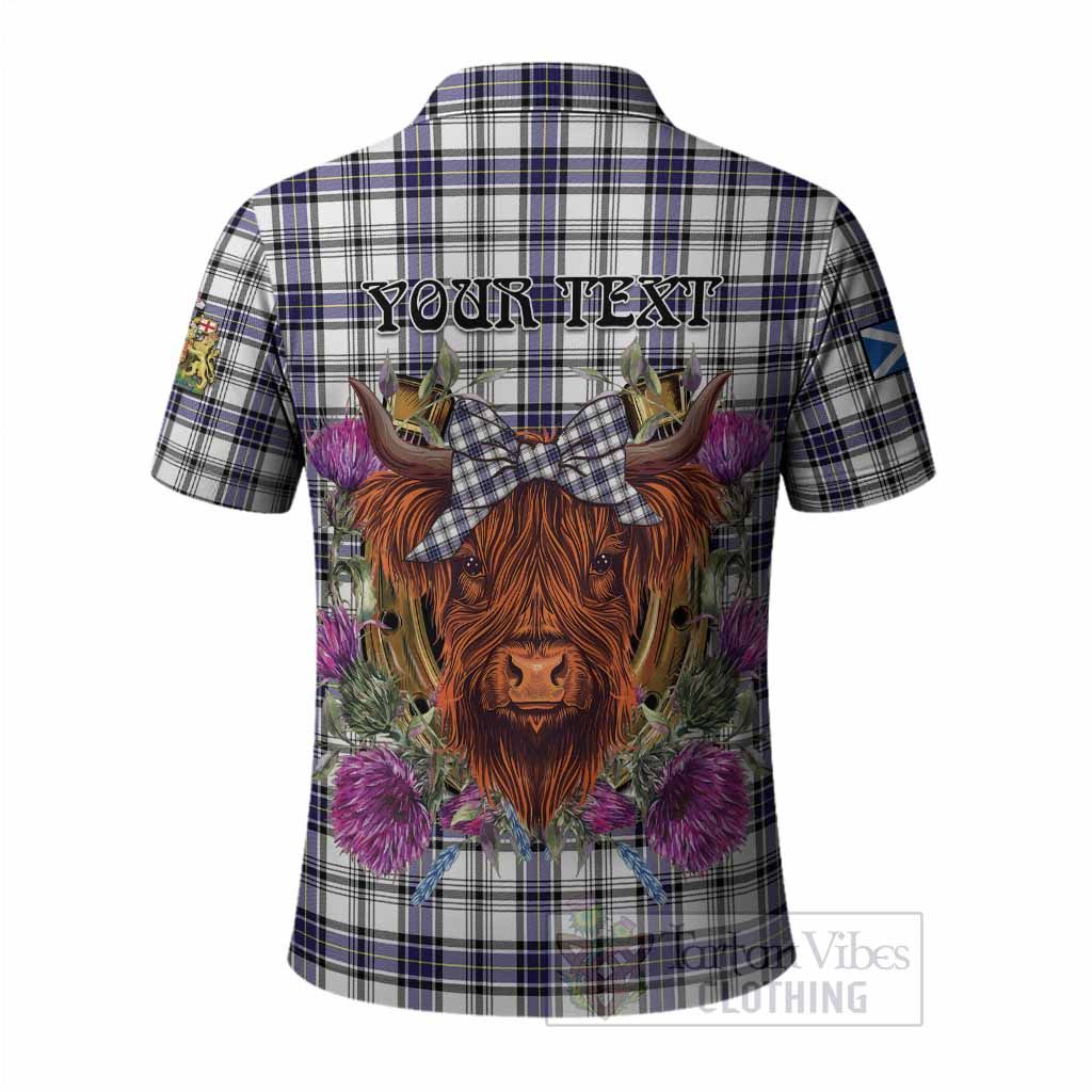 Hannay Tartan Polo Shirt Scottish Thistle Heilan Coo