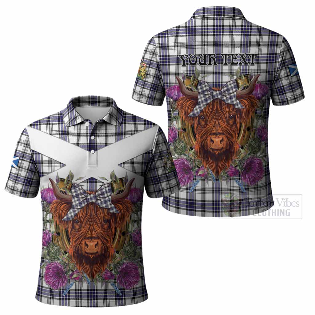 Hannay Tartan Polo Shirt Scottish Thistle Heilan Coo