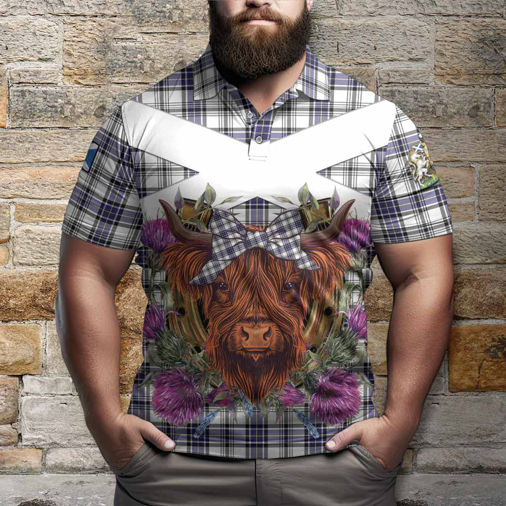 Hannay Tartan Polo Shirt Scottish Thistle Heilan Coo
