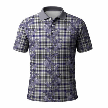 Hannay Tartan Polo Shirt Seamless Scottish Thistle Flowers