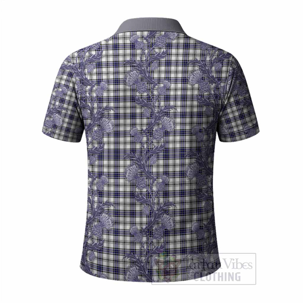Hannay Tartan Polo Shirt Seamless Scottish Thistle Flowers