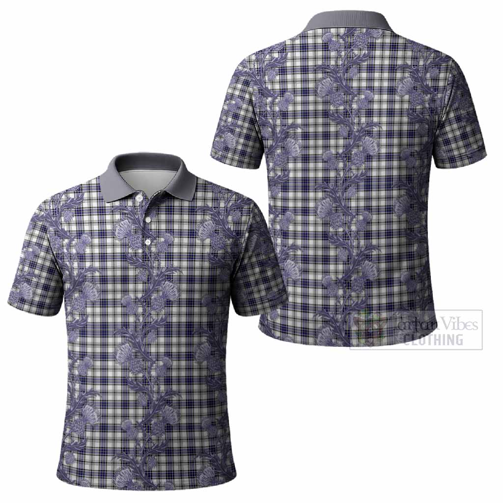 Hannay Tartan Polo Shirt Seamless Scottish Thistle Flowers