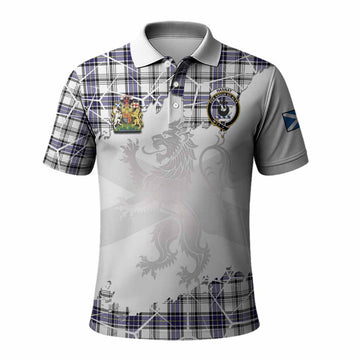 Hannay Tartan Polo Shirt with Family Crest and Lion Rampant Grunge Style