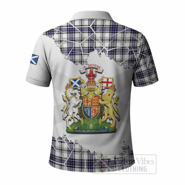 Hannay Tartan Polo Shirt with Family Crest and Lion Rampant Grunge Style