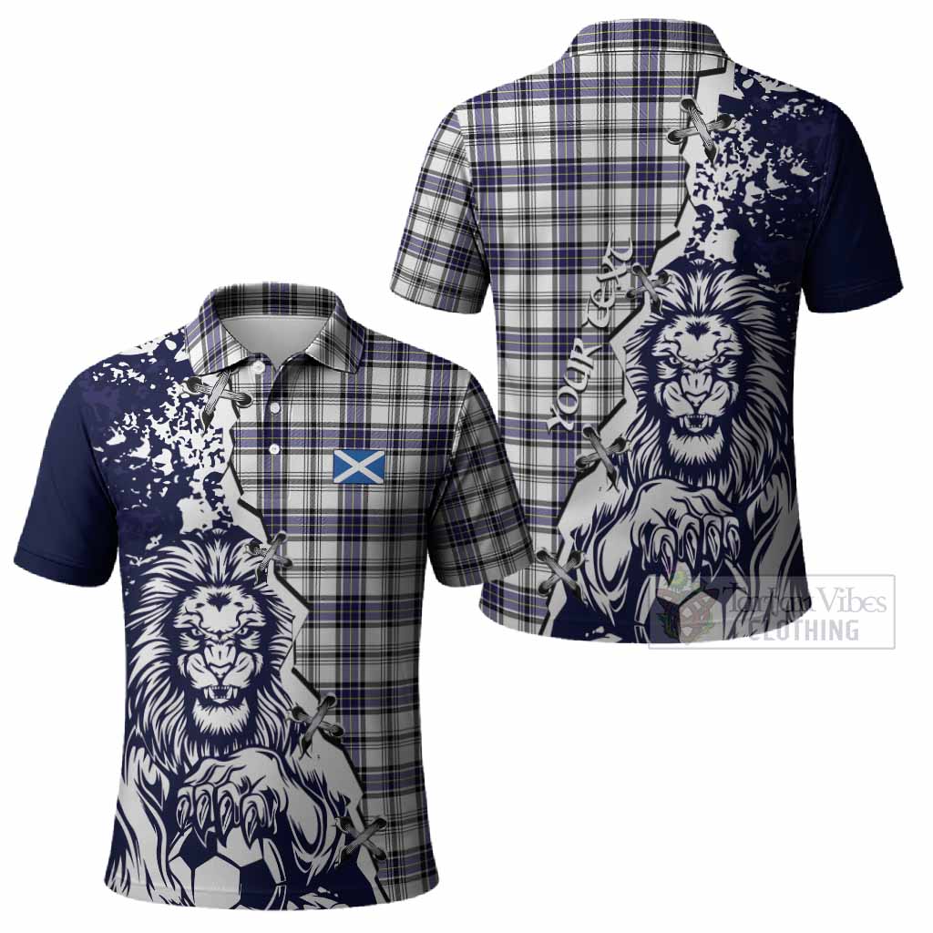 Hannay Tartan Scottish Polo Shirt Angry Lion With Soccer Ball Style