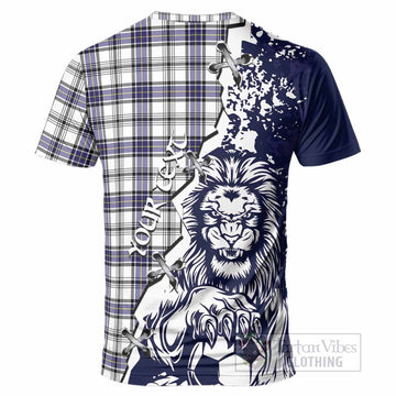 Hannay Tartan Scottish T-Shirt Angry Lion With Soccer Ball Style