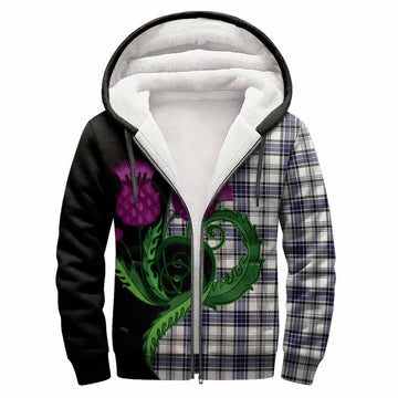 Hannay Tartan Sherpa Hoodie Traditional Scottish Thistle