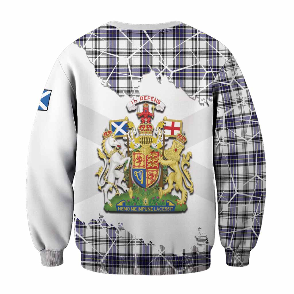Hannay Tartan Sweatshirt with Family Crest and Lion Rampant Grunge Style