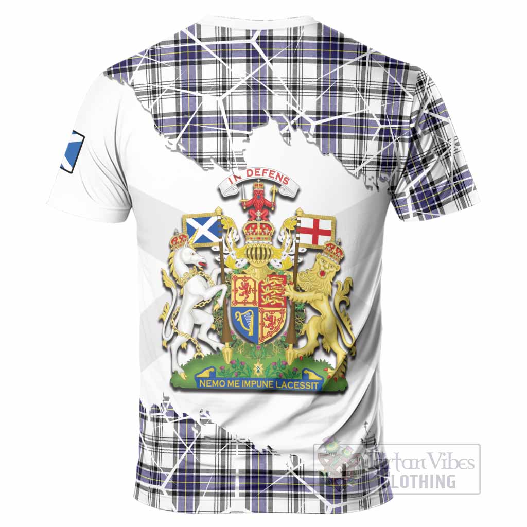 Hannay Tartan T-Shirt with Family Crest and Lion Rampant Grunge Style