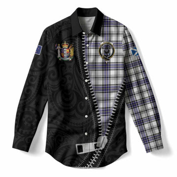 Hannay Tartan Women Casual Shirt New Zealand Pattern Unique Zipper Stylized
